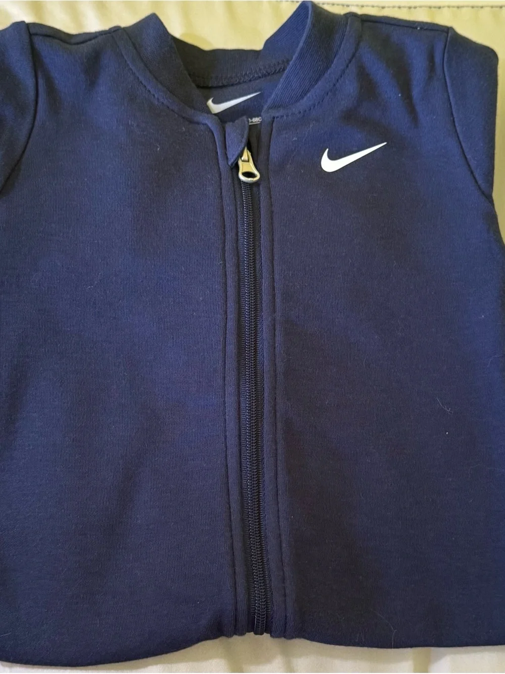 +NWOT Nike Navy Footed Zip Coverall Sleeper Swoosh Baby 0-6M